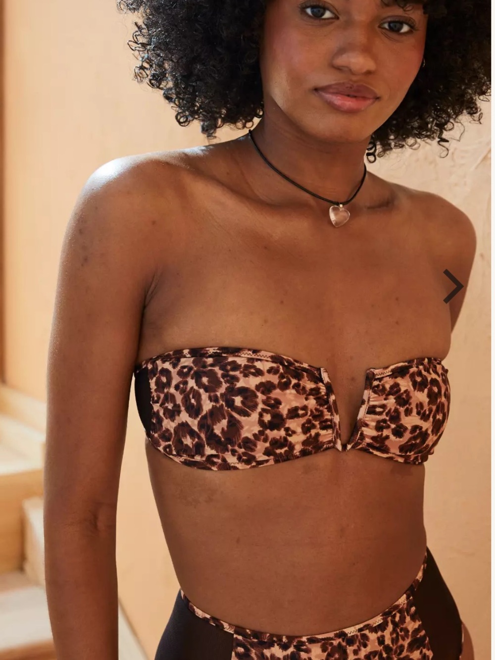 aerie Leopard animal Print Strapless Bandeau Bikini top